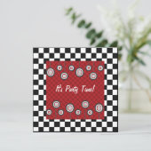 50s Retro Party Checkerboard Diner Decor Kaart (Staand voorkant)