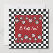 50s Retro Party Checkerboard Diner Decor Kaart (Voorkant)