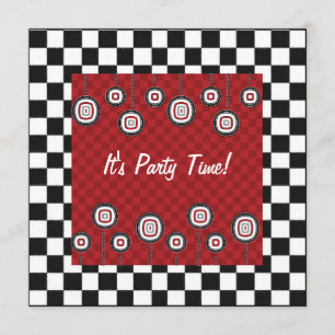 50s Retro Party Checkerboard Diner Decor Kaart