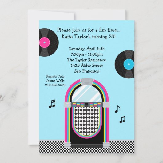 50's Retro Party Invitation Kaart (Voorkant)