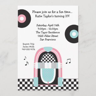 50's Retro Party Invitation Kaart