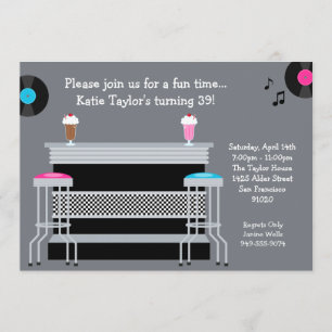 50's Retro Party Invitation Kaart