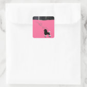 50s Retro Poodle Rok Vierkante Sticker (Tas)