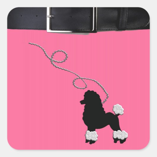 50s Retro Poodle Rok Vierkante Sticker (Voorkant)