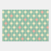 50s Retro Sterren Patroon Blauwgroen Mint & Roze Inpakpapier Vel (Voorkant 2)