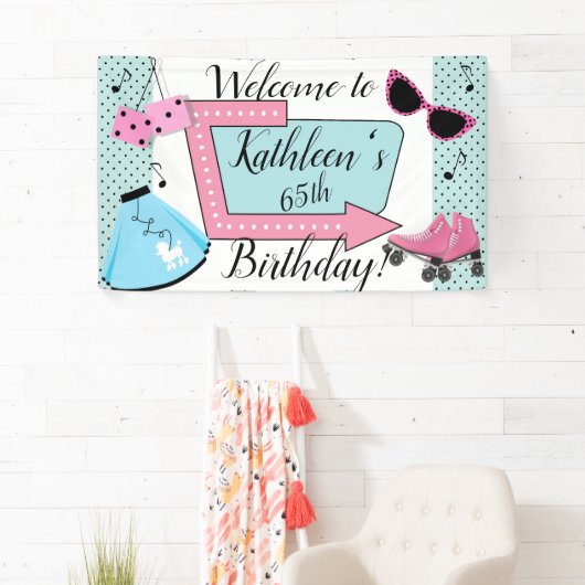 50's Retro Verjaardag Spandoek (Insitu)