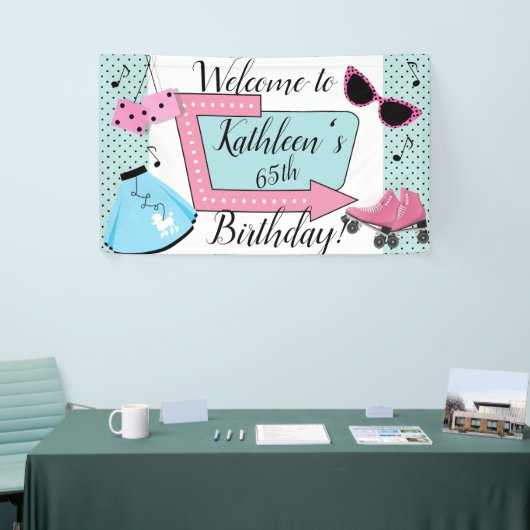 50's Retro Verjaardag Spandoek (Beurs)