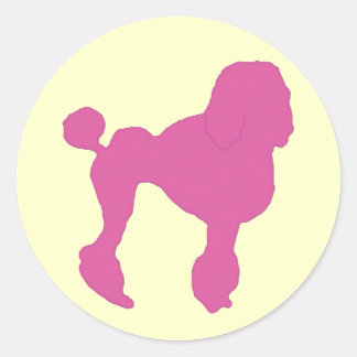 50s  roze vilten poedel ronde sticker
