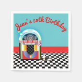 50's Sock Hop Dance Party Jukebox Red Custom Servet (Voorkant)