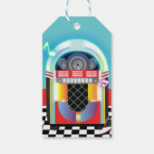 50's Sock Hop Dance Party Jukebox Red Favor Cadeaulabel (Achterkant)