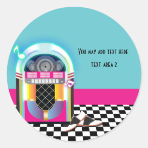 50's Sock Hop Dance Party Jukebox Roze Sticker