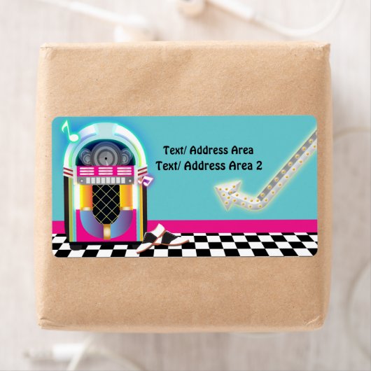 50's Sock Hop Dans Jukebox Feest Roze Label (Insitu)