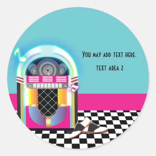 50's Sock Hop Dansfeest Jukebox Roze Sticker (Voorkant)