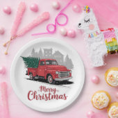 50's stijl truck kerst papieren bordje (Feest)
