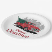 50's stijl truck kerst papieren bordje (Gekanteld)