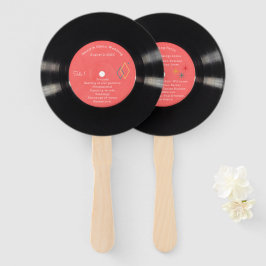 50s-stijl Vinyl Record bruiloft programma Handwaaier