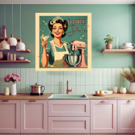50s stripboekstijl grappige foodie diva keuken poster