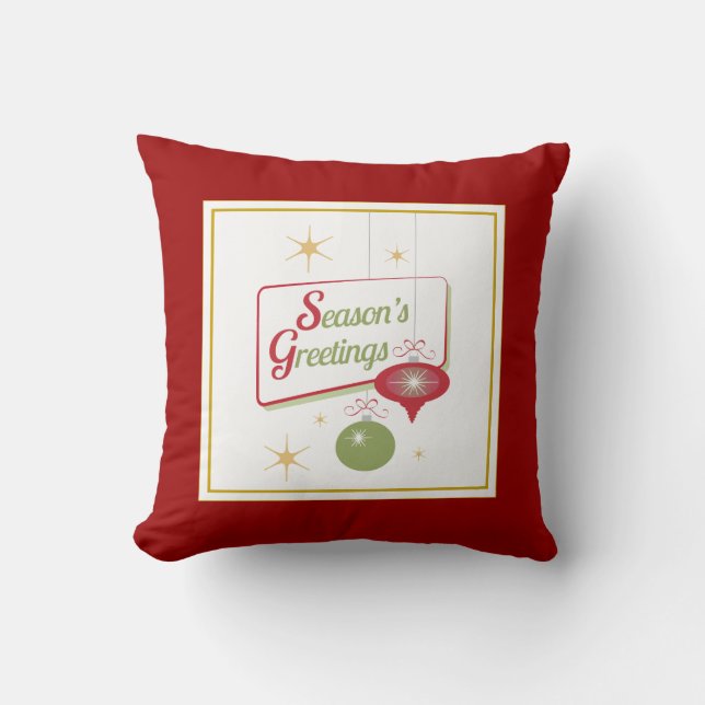 50's Style Christmas Graphic Season's Greetings Kussen (Voorkant)