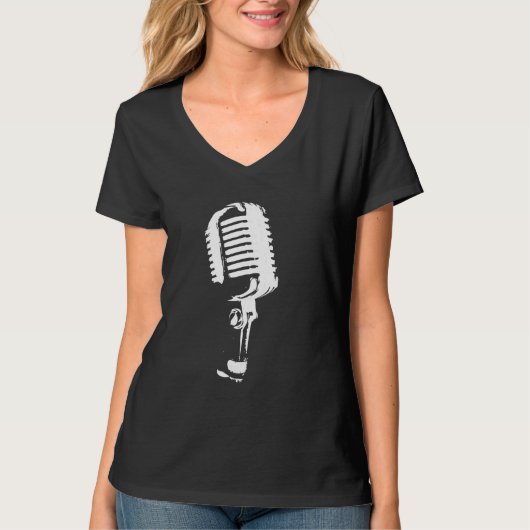 50s Style Microfoon Zanger Mic T-shirt (Voorkant)
