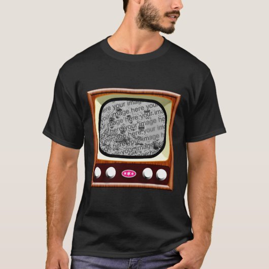 50s Televisie-Sjabloon - zwart T-shirt (Voorkant)