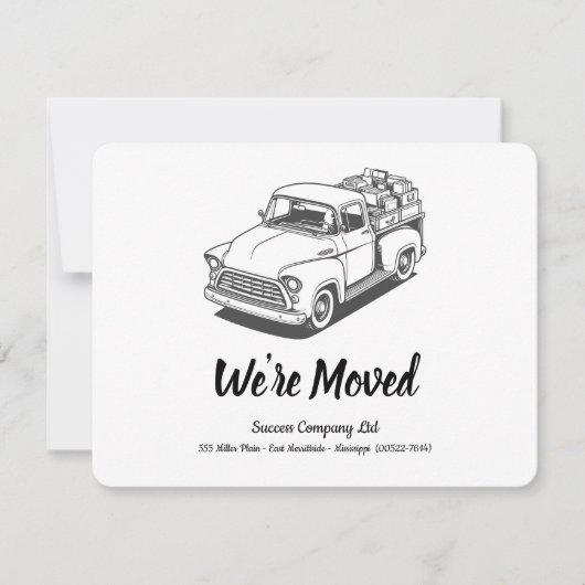 50's Truck B & W Personaliseer Kantoor Adres Aankondiging (Voorkant)