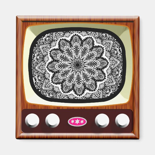 50s TV Living Black and White Magneet (Voorkant)