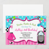 50's Verjaardag Uitnodiging Sock Hop Juke Box Uitn (Voorkant / Achterkant)