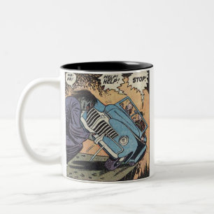 50s Vintage Horrorstrip Tweekleurige Koffiemok