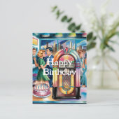 50s Vintage Retro Jukebox, Diner, Verjaardagstaart Briefkaart (Staand voorkant)