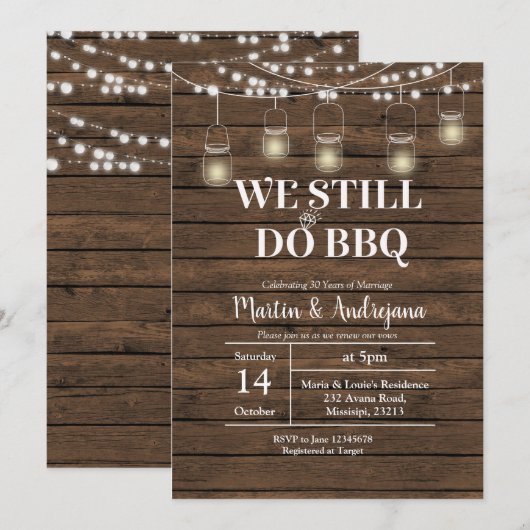 50ste BBQ-huwelijksjubileum uitnodiging (Voorkant / Achterkant)