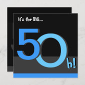 50ste Big 5Oh! Birthday Party Invitation - blue Kaart (Voorkant / Achterkant)