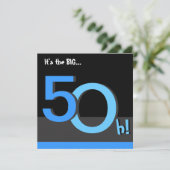 50ste Big 5Oh! Birthday Party Invitation - blue Kaart (Staand voorkant)