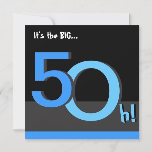 50ste Big 5Oh! Birthday Party Invitation - blue Kaart (Voorkant)