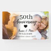 50ste bruiloft Jubileum Custom 2 Photo Collage Spandoek (Horizontaal)