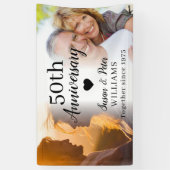 50ste bruiloft Jubileum Custom 2 Photo Collage Spandoek (Verticaal)