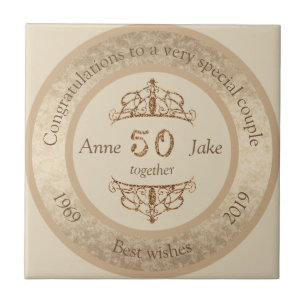50ste bruiloft Jubileum Gifts for Couples Congrat Tegeltje