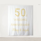 50ste bruiloft Jubileum Golden Wedding Hearts Wandkleed
