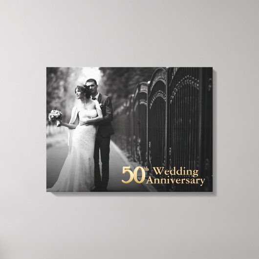 50ste bruiloft Jubileum | goudbelettering | Foto Canvas Afdruk (Voorkant)