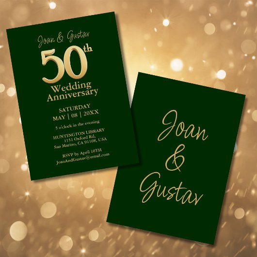 50ste bruiloft Jubileum | goudbelettering | Green Kaart