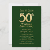 50ste bruiloft Jubileum | goudbelettering | Green Kaart (Voorkant)