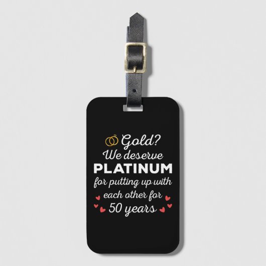 50ste bruiloft Jubileum I - Gold Funny Couple Bagagelabel (Voorkant (verticaal))