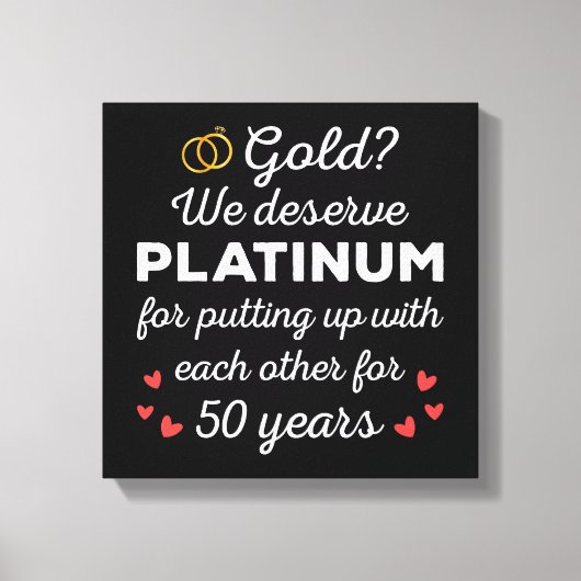 50ste bruiloft Jubileum I - Gold Funny Couple Canvas Afdruk (Voorkant)