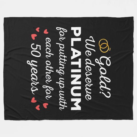 50ste bruiloft Jubileum I - Gold Funny Couple Fleece Deken (Voorkant (Horizontaal))