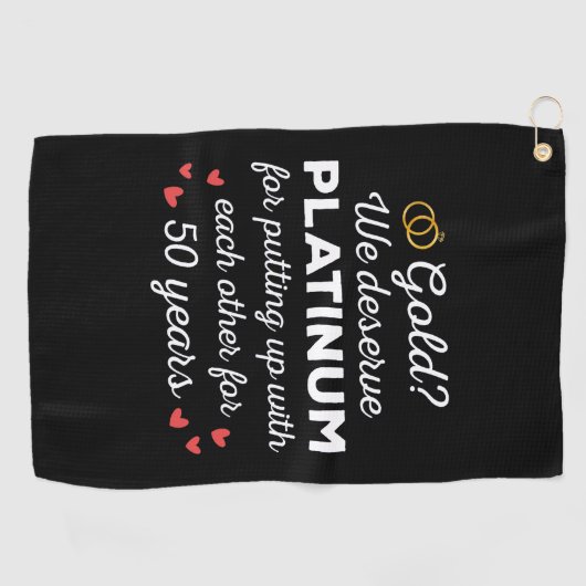 50ste bruiloft Jubileum I - Gold Funny Couple Golfhanddoek (Horizontaal)