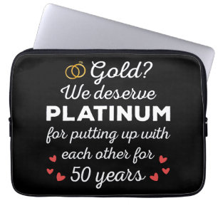 50ste bruiloft Jubileum I - Gold Funny Couple Laptop Sleeve