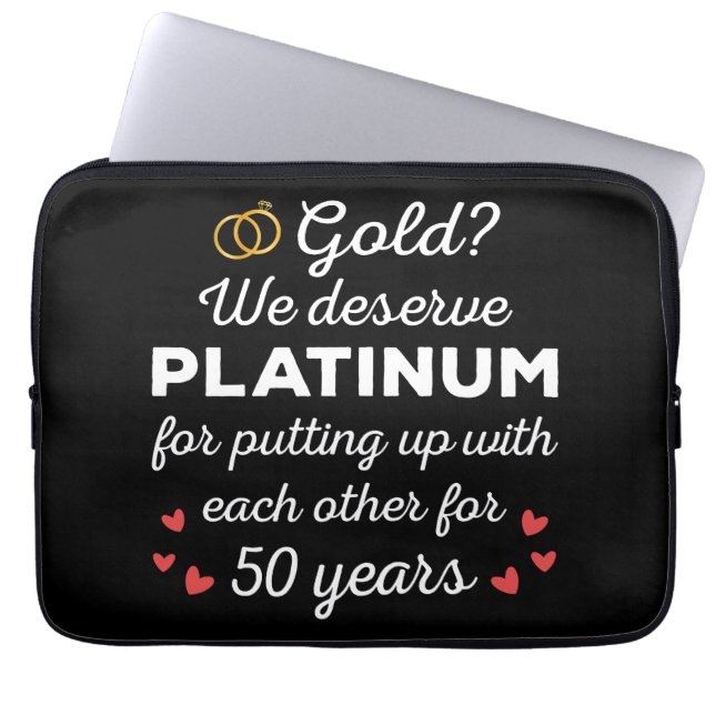 50ste bruiloft Jubileum I - Gold Funny Couple Laptop Sleeve (Voorkant)