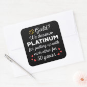 50ste bruiloft Jubileum I - Gold Funny Couple Vierkante Sticker (Envelop)