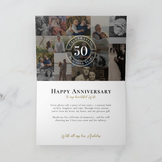 50ste bruiloft Jubileum Infinity Fotocollage Kaart (Binnen)