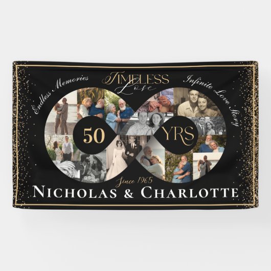 50ste bruiloft Jubileum Infinity Fotocollage Spandoek (Horizontaal)