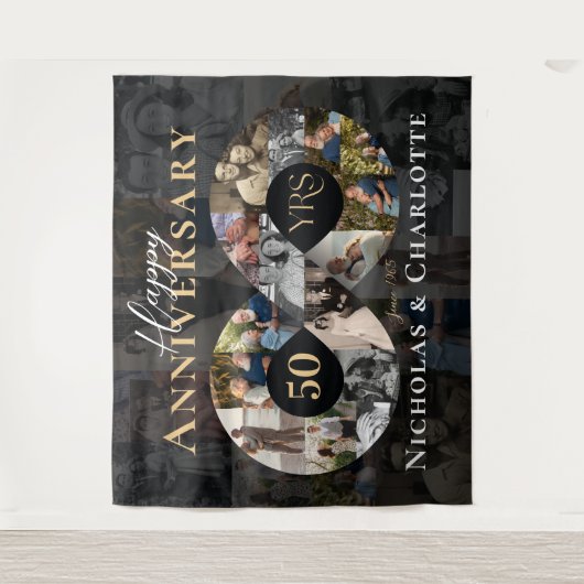 50ste bruiloft Jubileum Infinity Fotocollage Wandkleed (Voorkant)